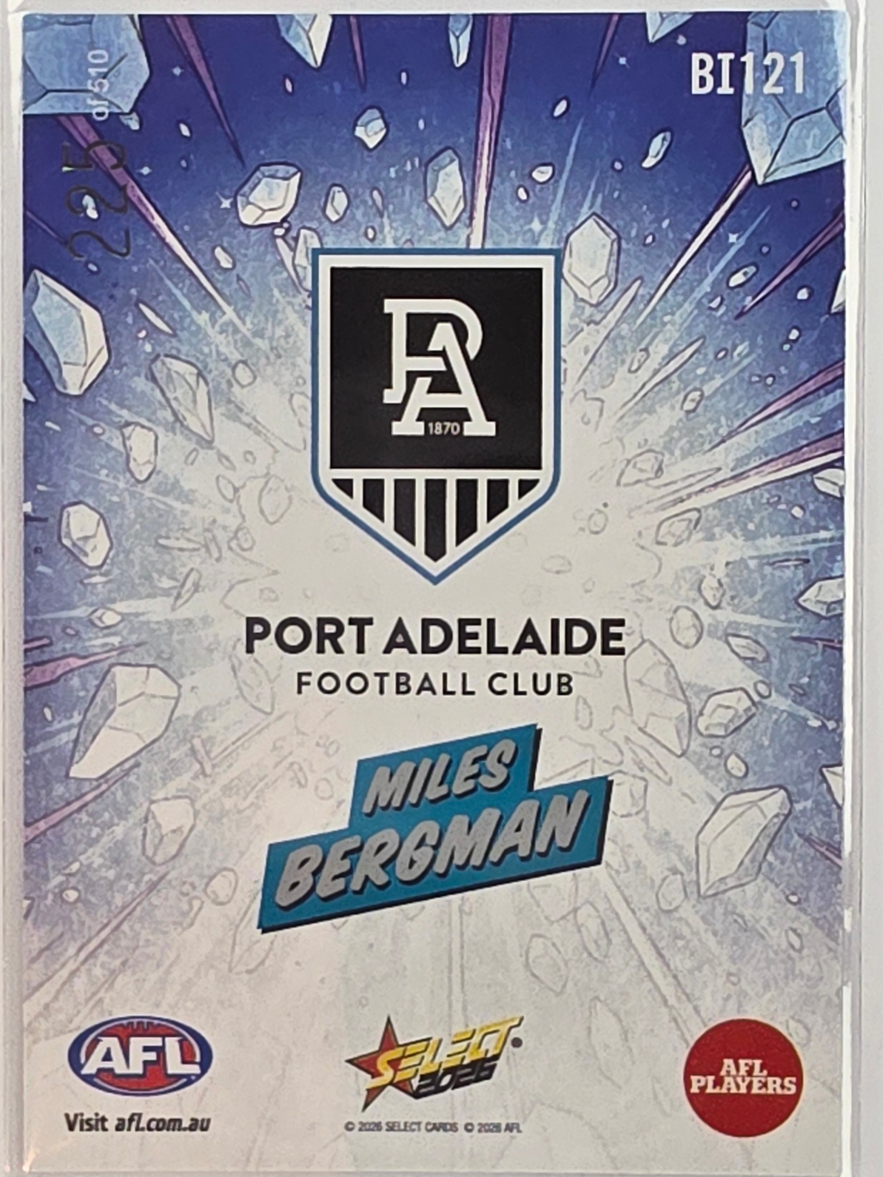 2026 AFL Footy Stars Booom Ice BI121 #225/510 Miles Bergman - Port Adelaide Power