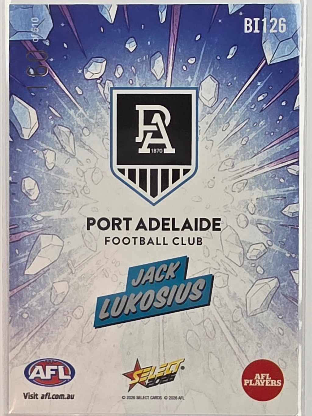 2026 AFL Footy Stars Booom Ice BI126 #160/510 Jack Lukosius - Port Adelaide Power