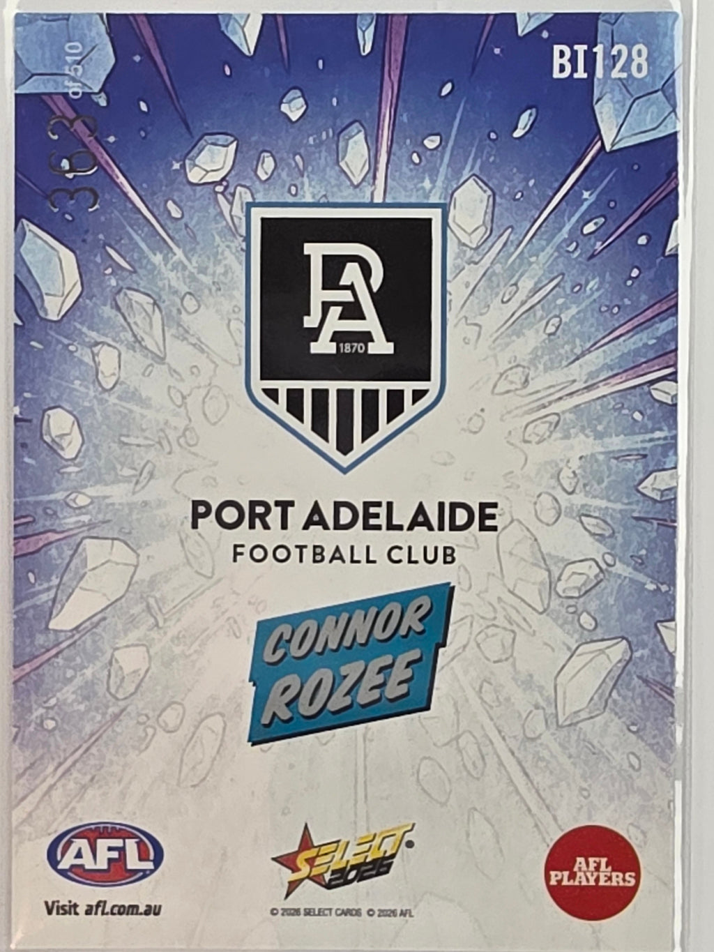 2026 AFL Footy Stars Booom Ice BI128 #363/510 Connor Rozee - Port Adelaide Power