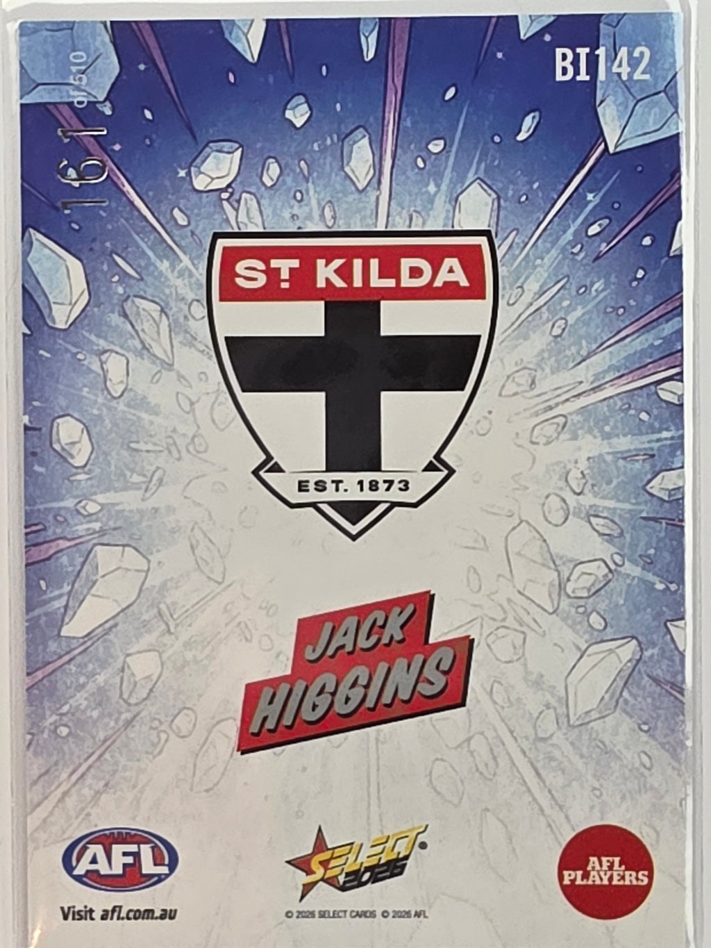 2026 AFL Footy Stars Booom Ice BI142 #161/510 Jack Higgins - St Kilda Saints