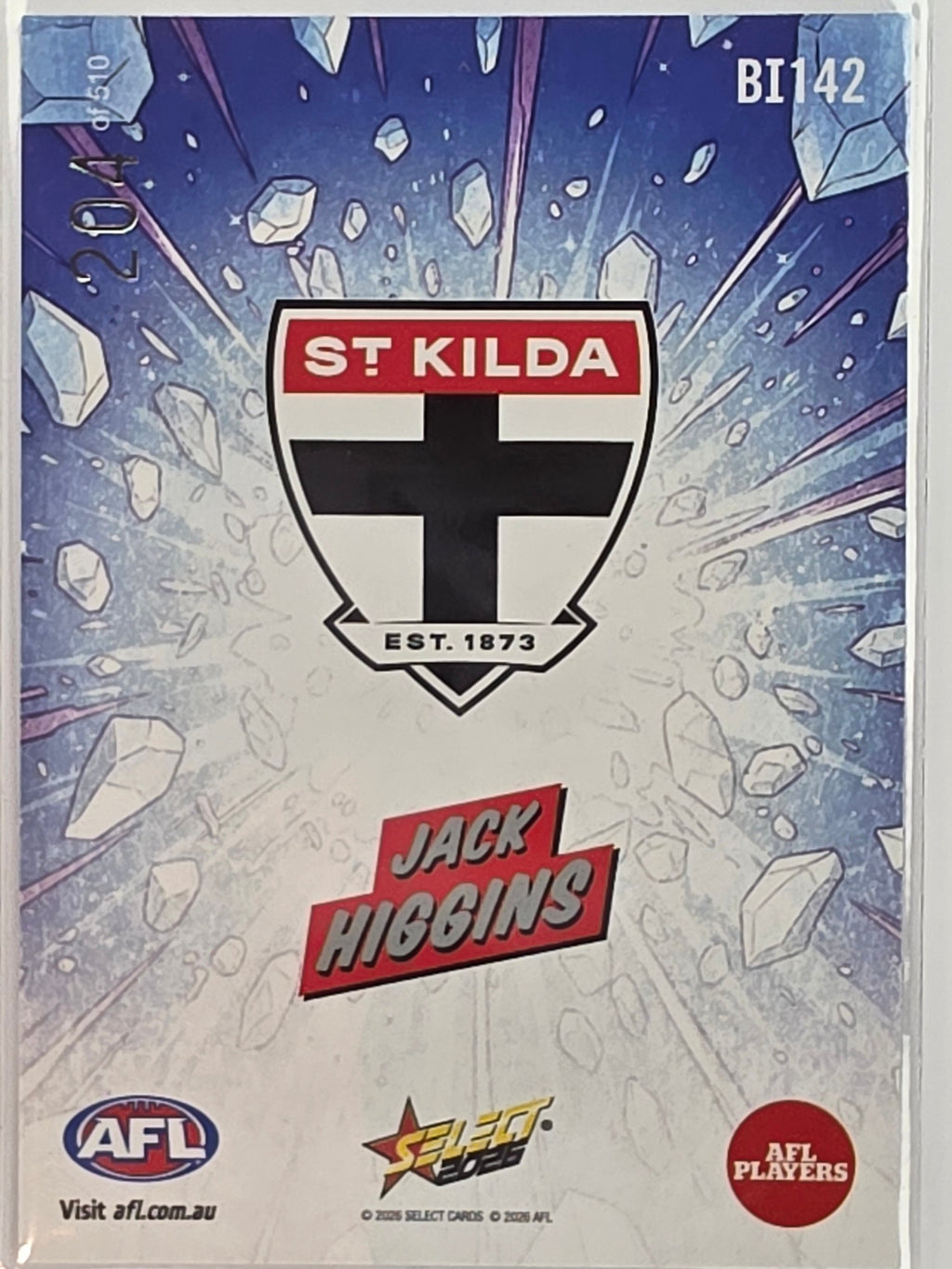 2026 AFL Footy Stars Booom Ice BI142 #204/510 Jack Higgins - St Kilda Saints