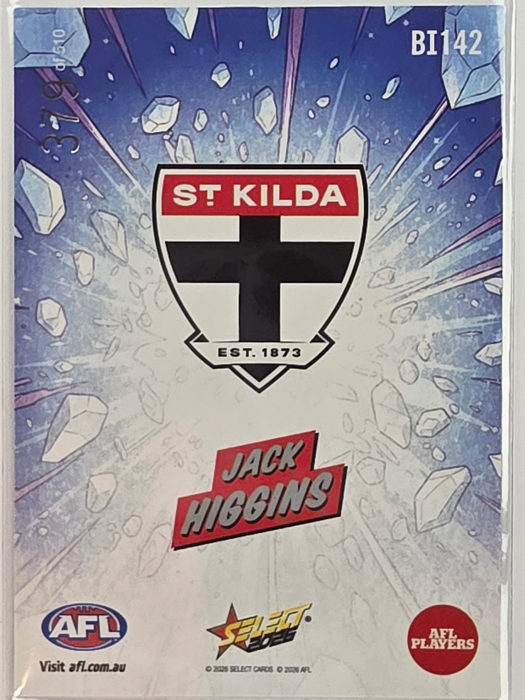 2026 AFL Footy Stars Booom Ice BI142 #379/510 Jack Higgins - St Kilda Saints