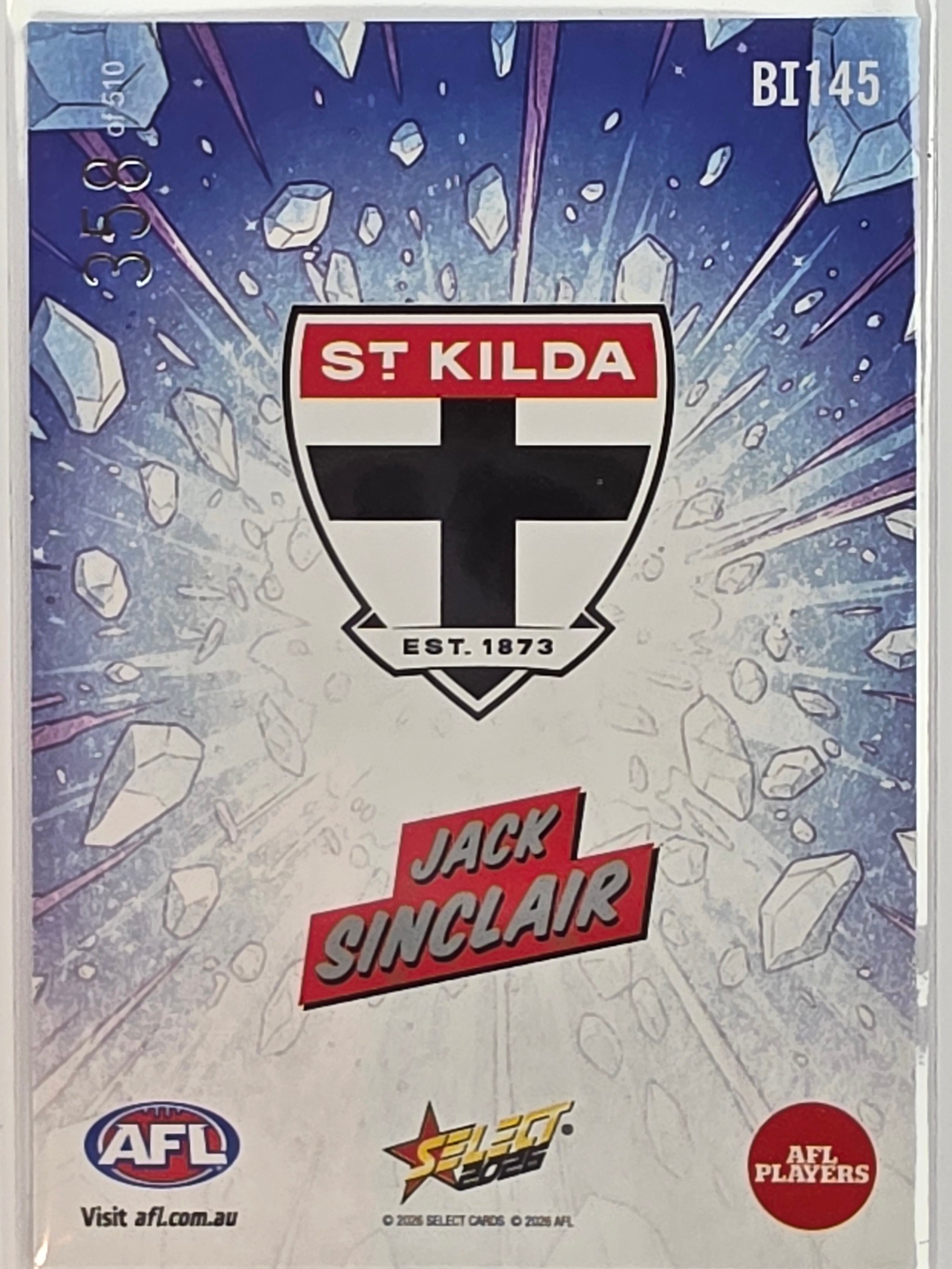 2026 AFL Footy Stars Booom Ice BI145 #358/510 Jack Sinclair - St Kilda Saints