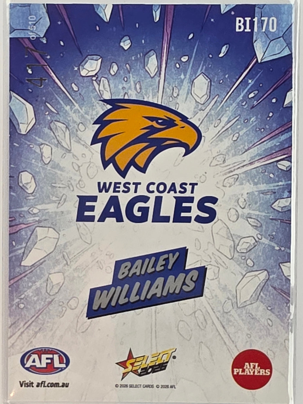 2026 AFL Footy Stars Booom Ice BI170 #417/510 Bailey Williams - West Coast Eagles