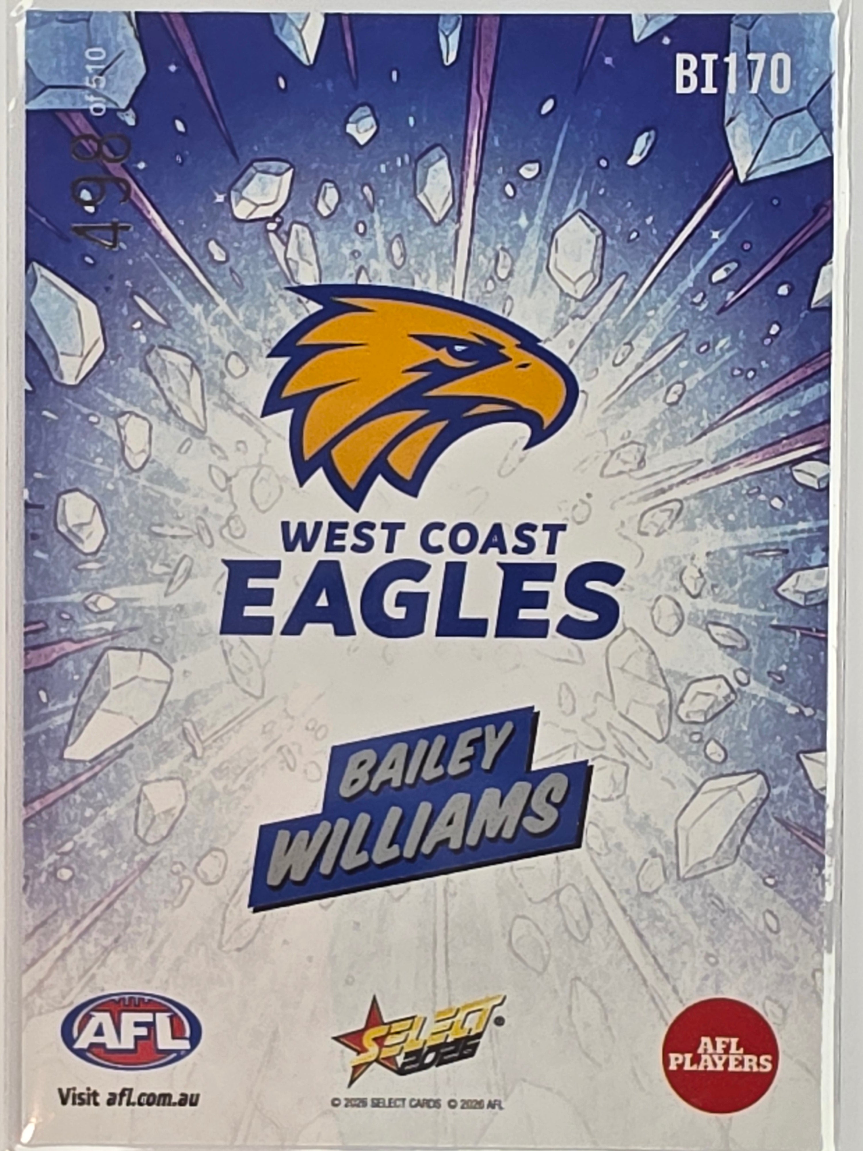 2026 AFL Footy Stars Booom Ice BI170 #498/510 Bailey Williams - West Coast Eagles