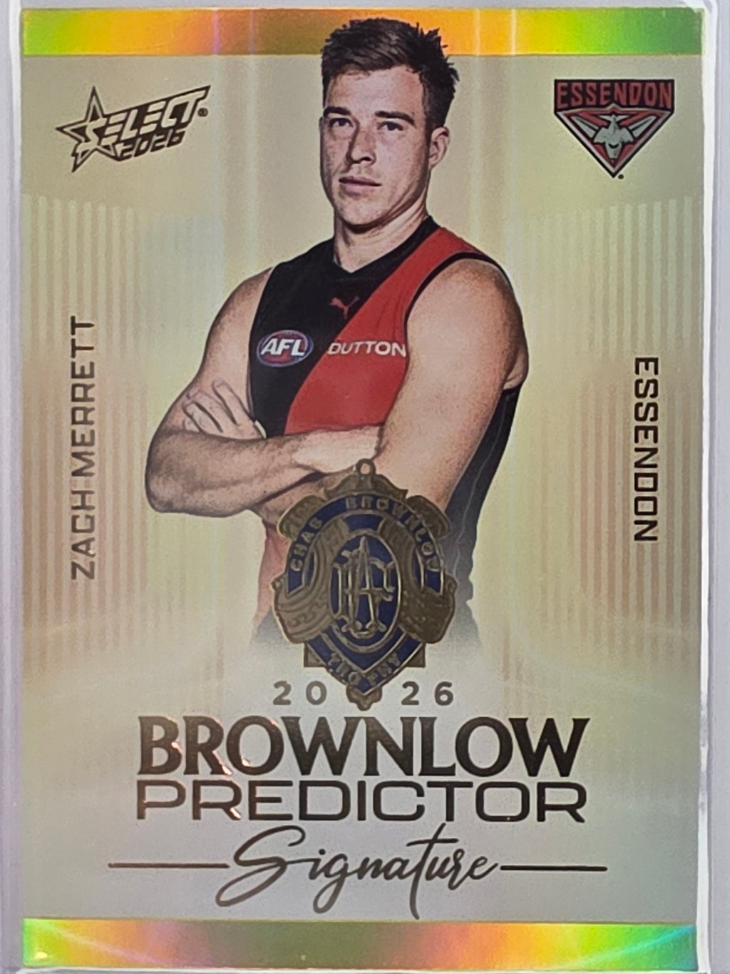 2026 AFL Select Footy Stars Brownlow Predictor Signature Gold BPSG24 #026/220 Zach Merrett - Essendon Bombers
