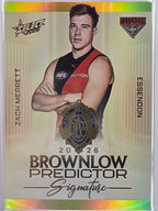 2026 AFL Select Footy Stars Brownlow Predictor Signature Gold BPSG24 #026/220 Zach Merrett - Essendon Bombers