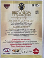 2026 AFL Select Footy Stars Brownlow Predictor Signature Gold BPSG24 #026/220 Zach Merrett - Essendon Bombers