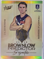 2026 AFL Select Footy Stars Brownlow Predictor Signature Gold BPSG28 #079/220 Caleb Serong - Fremantle Dockers