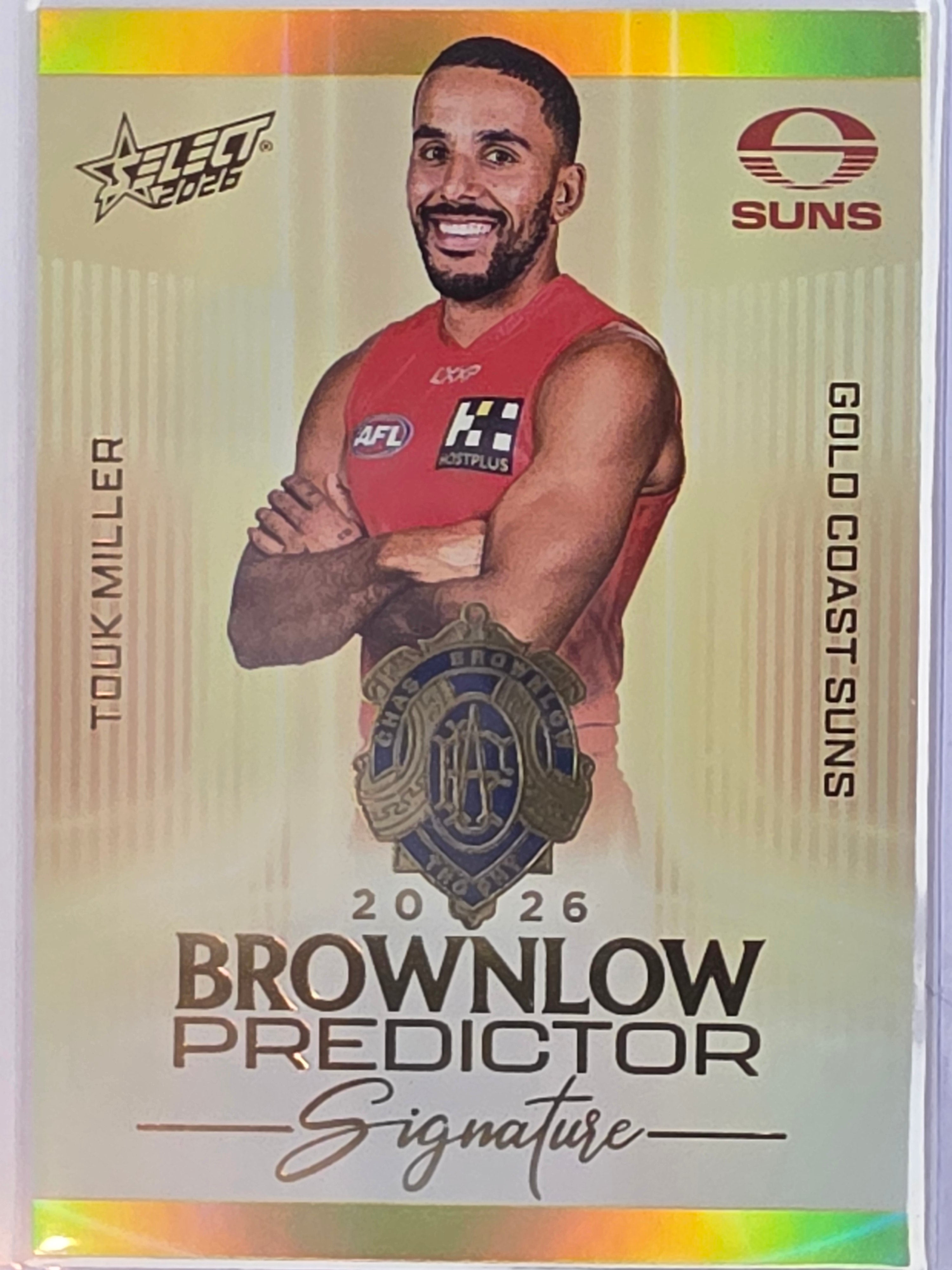 2026 AFL Select Footy Stars Brownlow Predictor Signature Gold BPSG43 #198/220 Touk Miller - Gold Coast Suns