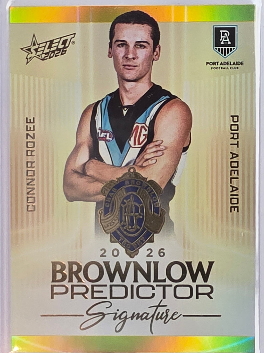 2026 AFL Select Footy Stars Brownlow Predictor Signature Gold BPSG63 #020/220 Connor Rozee - Port Adelaide Power