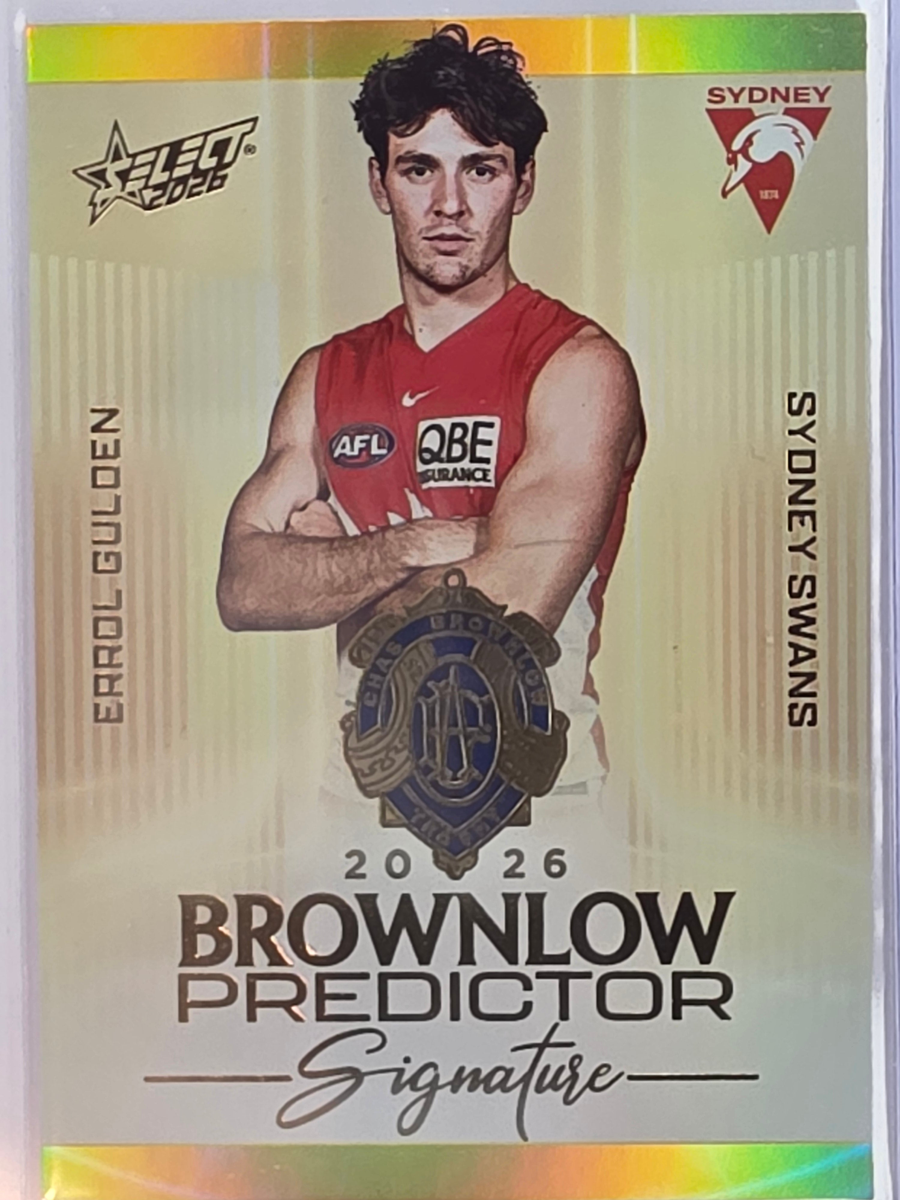2026 AFL Select Footy Stars Brownlow Predictor Signature Gold BPSG77 #089/220 Errol Gulden - Sydney Swans