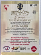 2026 AFL Select Footy Stars Brownlow Predictor Signature Gold BPSG77 #089/220 Errol Gulden - Sydney Swans