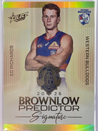 2026 AFL Select Footy Stars Brownlow Predictor Signature Gold BPSG89 #115/220 Ed Richards - Western Bulldogs