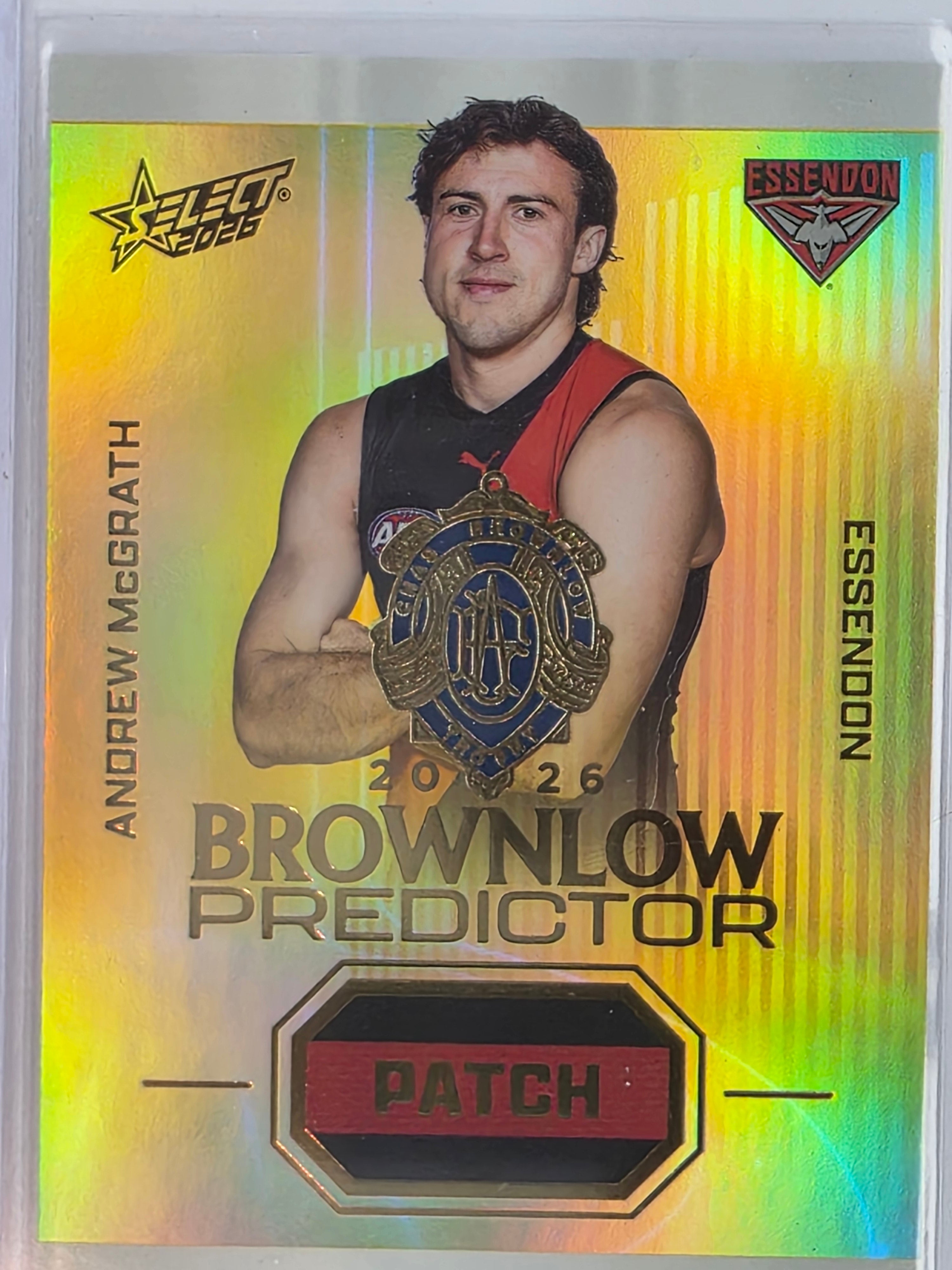 2026 AFL Select Footy Stars Brownlow Predictor Patch Gold BPPG23 #054/220 Andrew McGrath - Essendon Bombers