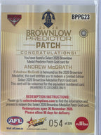 2026 AFL Select Footy Stars Brownlow Predictor Patch Gold BPPG23 #054/220 Andrew McGrath - Essendon Bombers