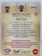 2026 AFL Select Footy Stars Brownlow Predictor Patch Gold BPPG31 #042/220 Jeremy Cameron - Geelong Cats