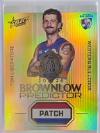 2026 AFL Select Footy Stars Brownlow Predictor Patch Gold BPPG88 #066/220 Tom Liberatore - Western Bulldogs