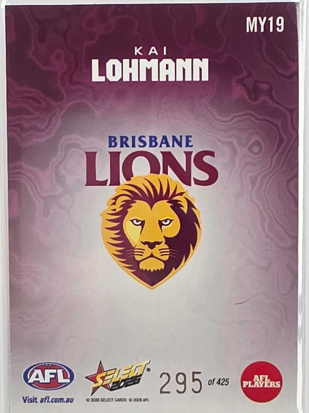 2026 AFL Footy Stars Mercury Team Colours MY19 #295/425 Kai Lohmann - Brisbane Lions
