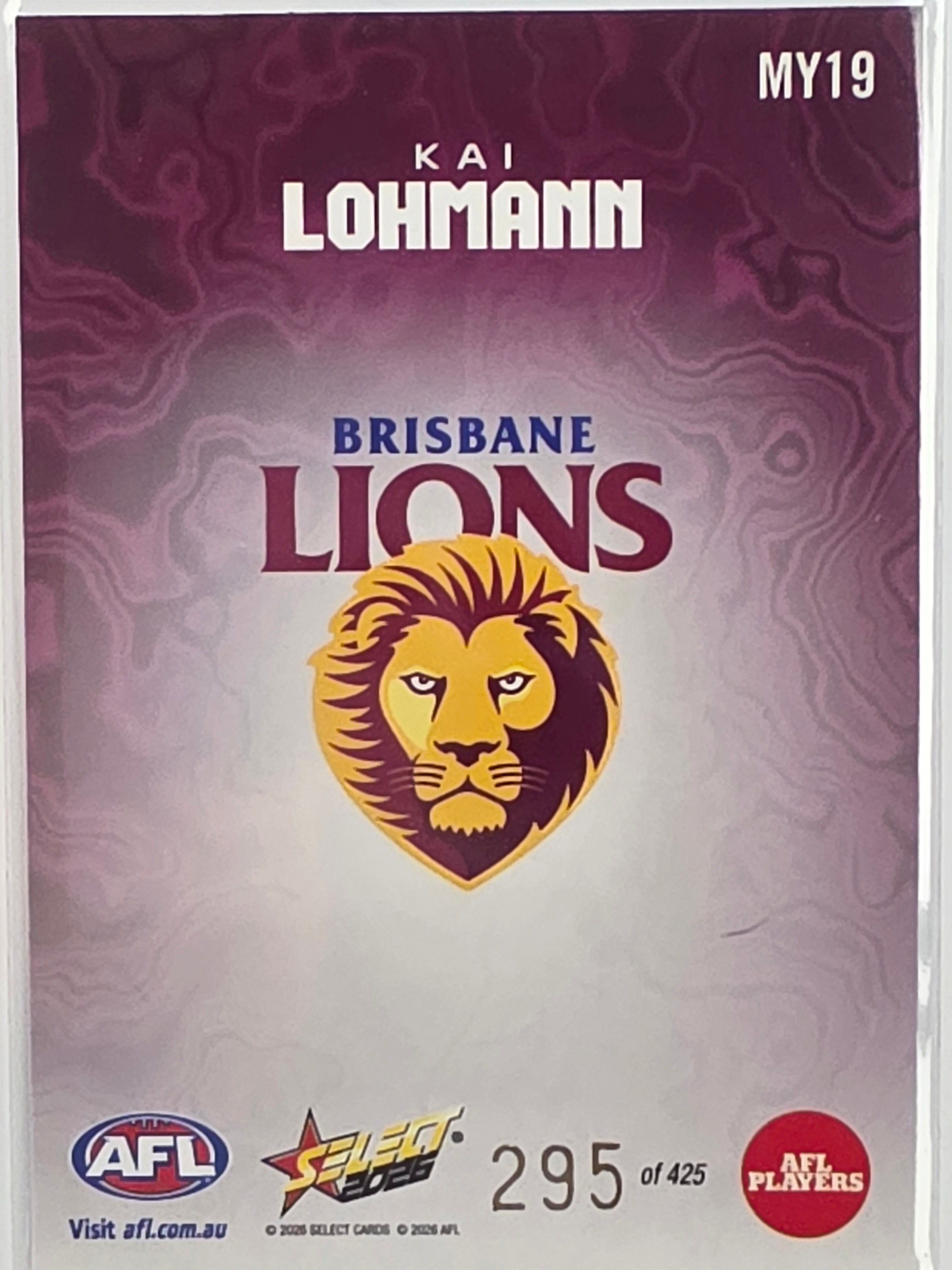 2026 AFL Footy Stars Mercury Team Colours MY19 #295/425 Kai Lohmann - Brisbane Lions
