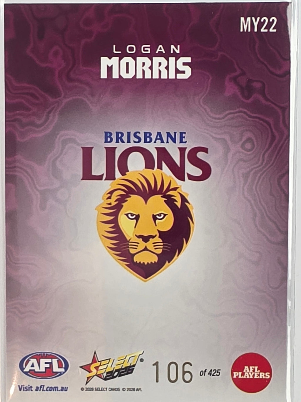 2026 AFL Footy Stars Mercury Team Colours MY22 #106/425 Logan Morris - Brisbane Lions