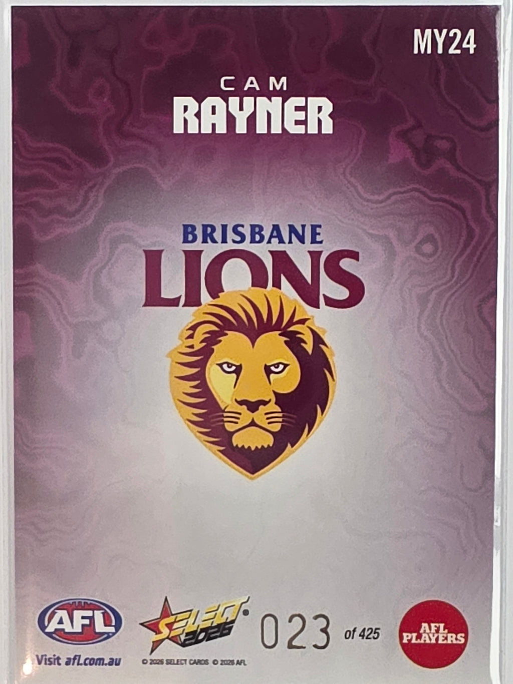 2026 AFL Footy Stars Mercury Team Colours MY24 #023/425 Cam Rayner - Brisbane Lions