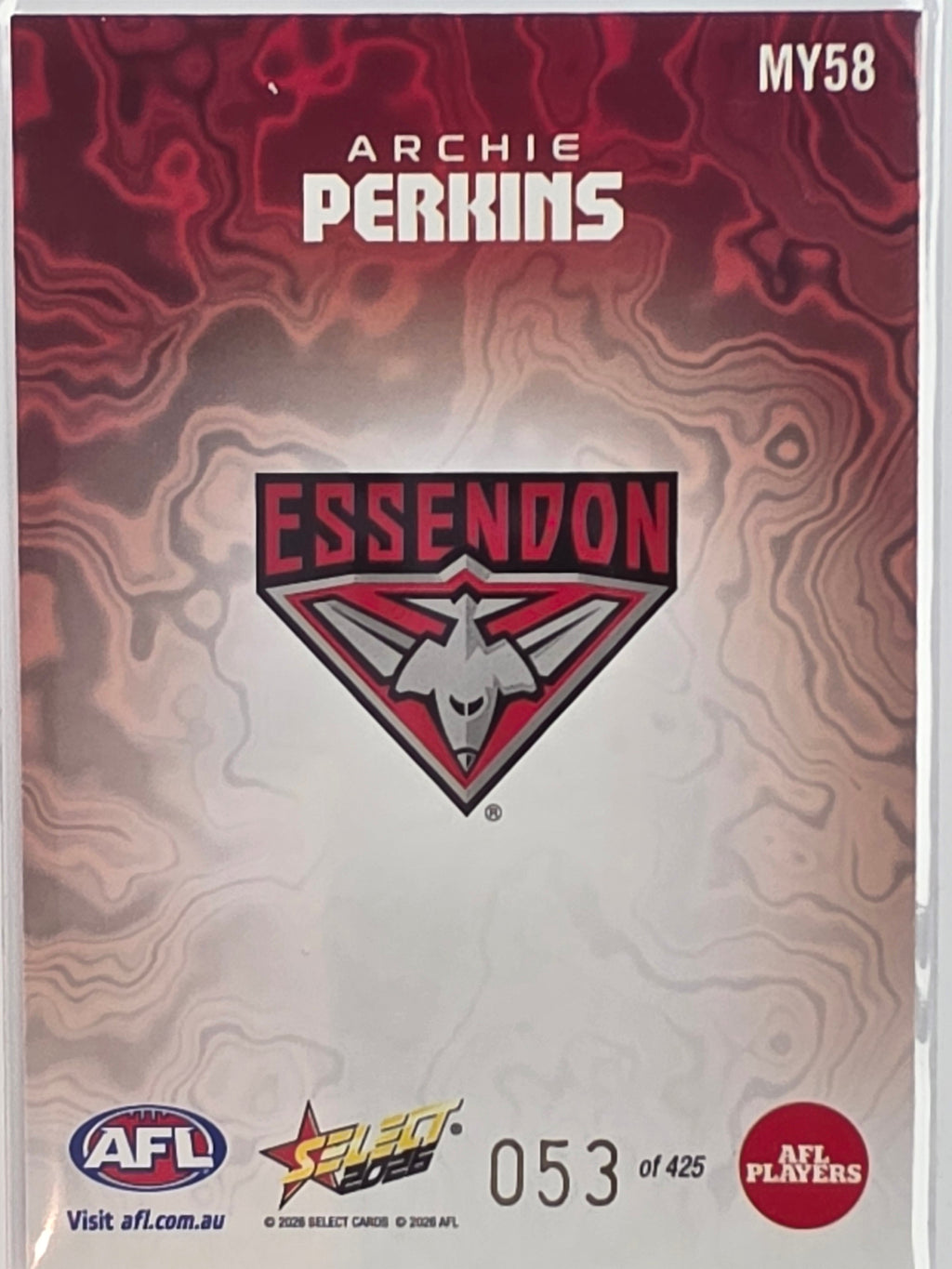 2026 AFL Footy Stars Mercury Team Colours MY58 #053/425 Archie Perkins - Essendon Bombers