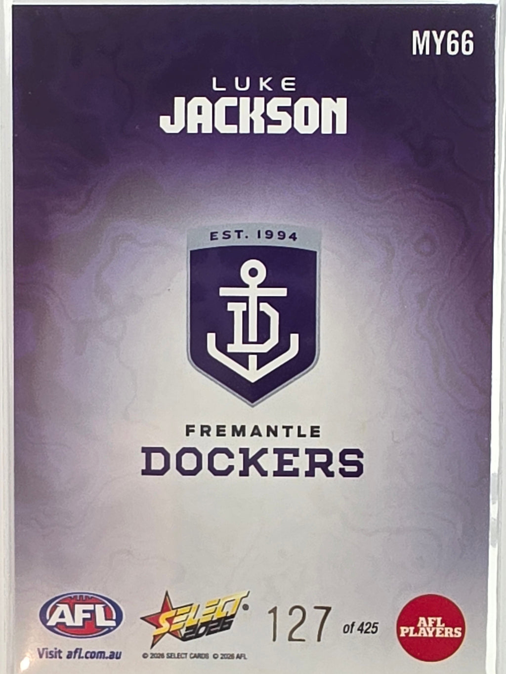 2026 AFL Footy Stars Mercury Team Colours MY66 #127/425 Luke Jackson - Fremantle Dockers