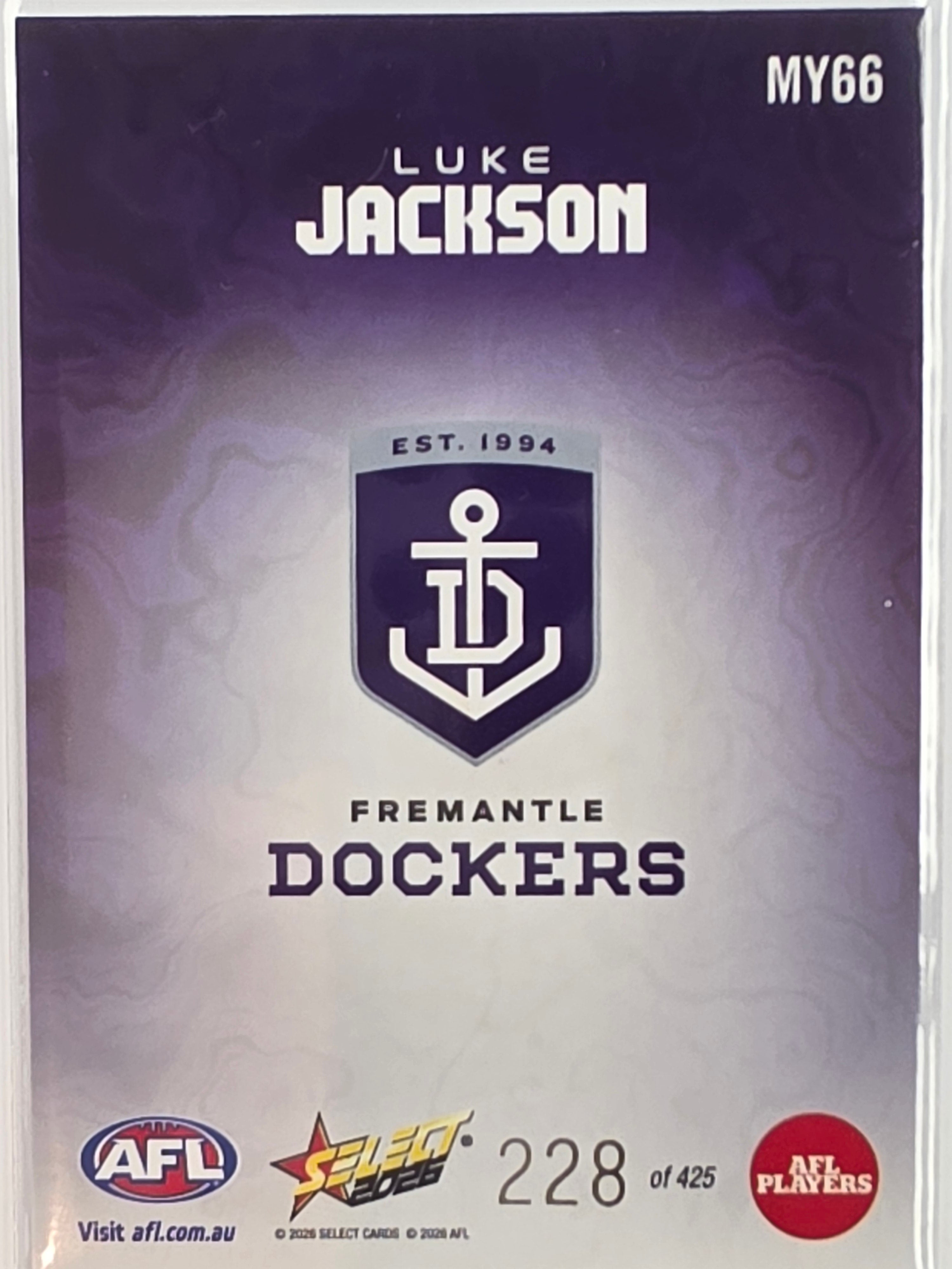 2026 AFL Footy Stars Mercury Team Colours MY66 #228/425 Luke Jackson - Fremantle Dockers