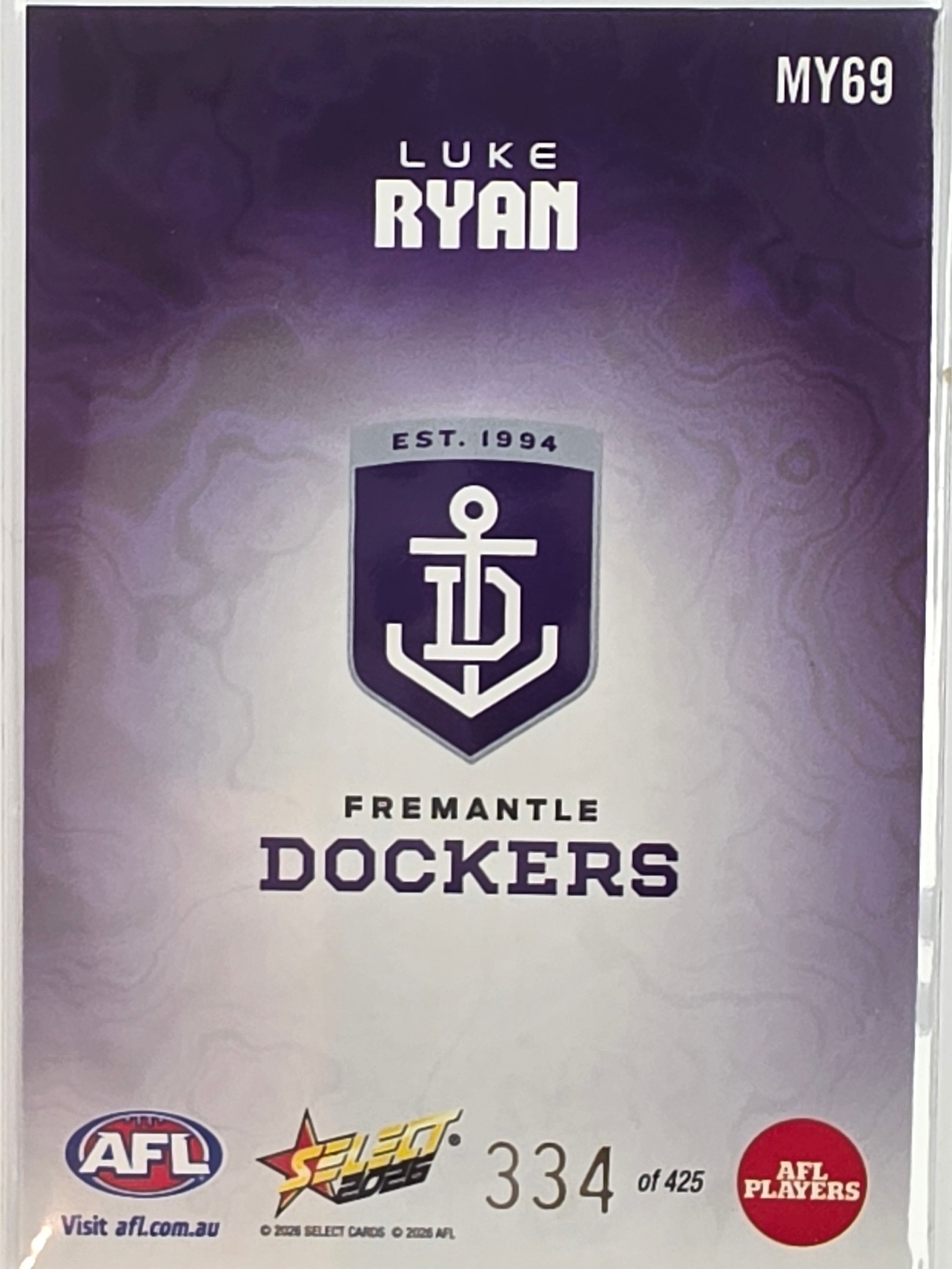 2026 AFL Footy Stars Mercury Team Colours MY69 #334/425 Luke Ryan - Fremantle Dockers