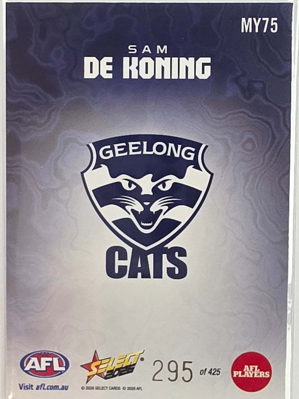 2026 AFL Footy Stars Mercury Team Colours MY75 #295/425 Sam De Koning - Geelong Cats