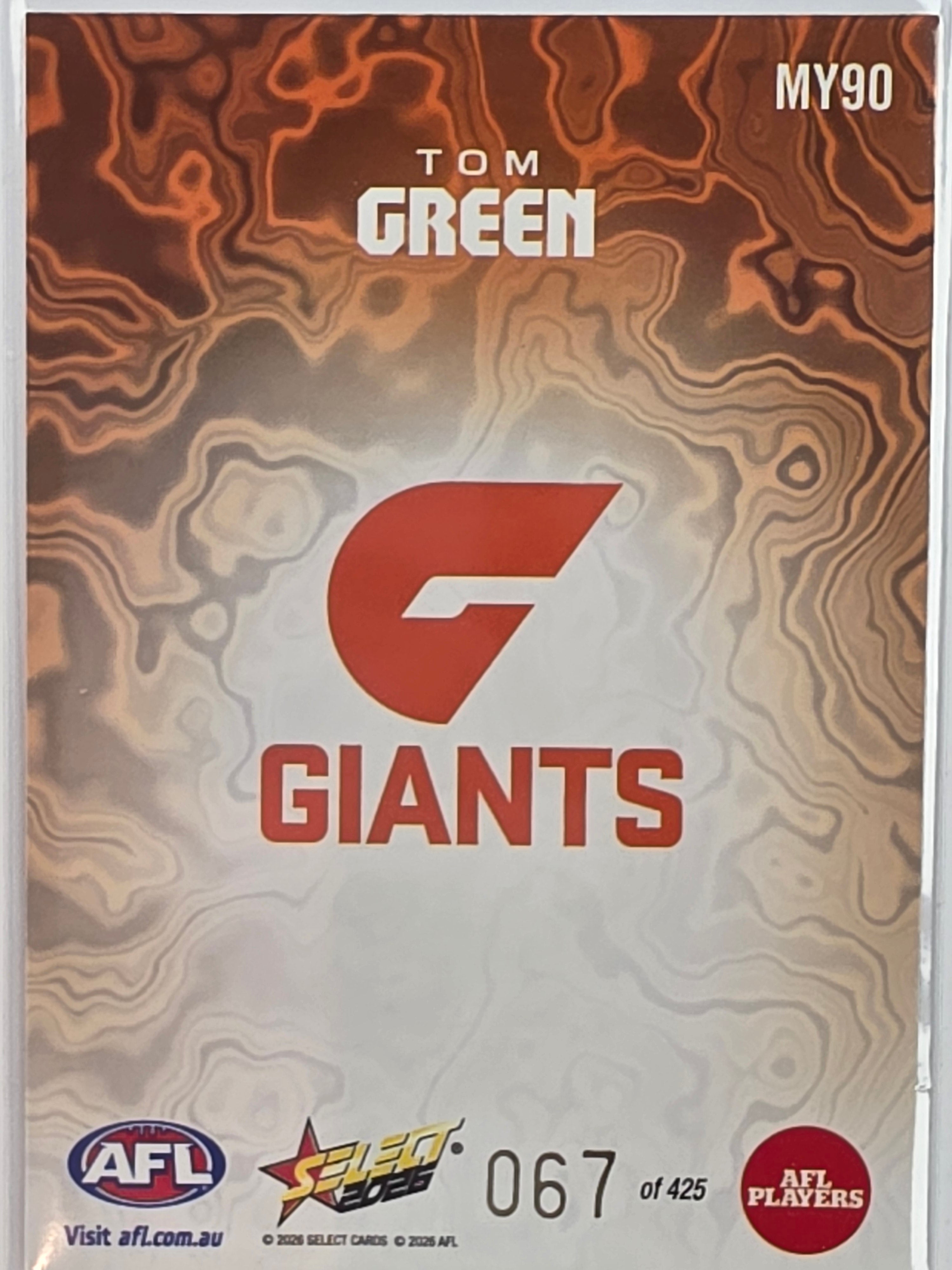 2026 AFL Footy Stars Mercury Team Colours MY9 #067/425 Tom Green - GWS Giants