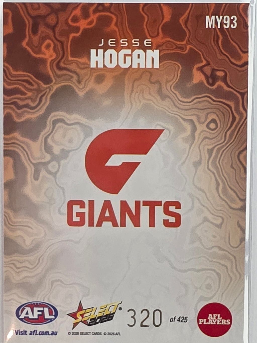 2026 AFL Footy Stars Mercury Team Colours MY93 #320/425 Jesse Hogan - GWS Giants
