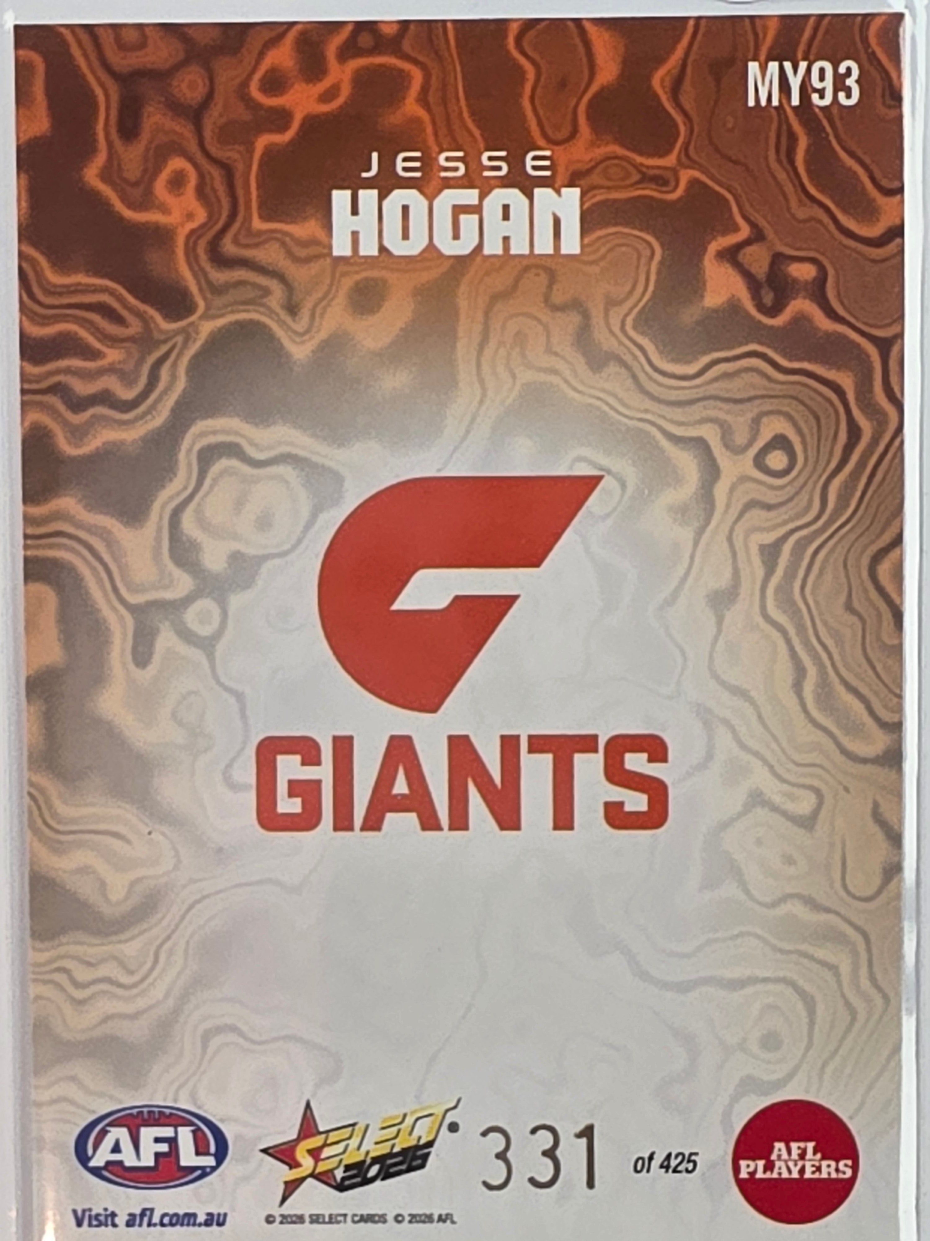 2026 AFL Footy Stars Mercury Team Colours MY93 #331/425 Jesse Hogan - GWS Giants