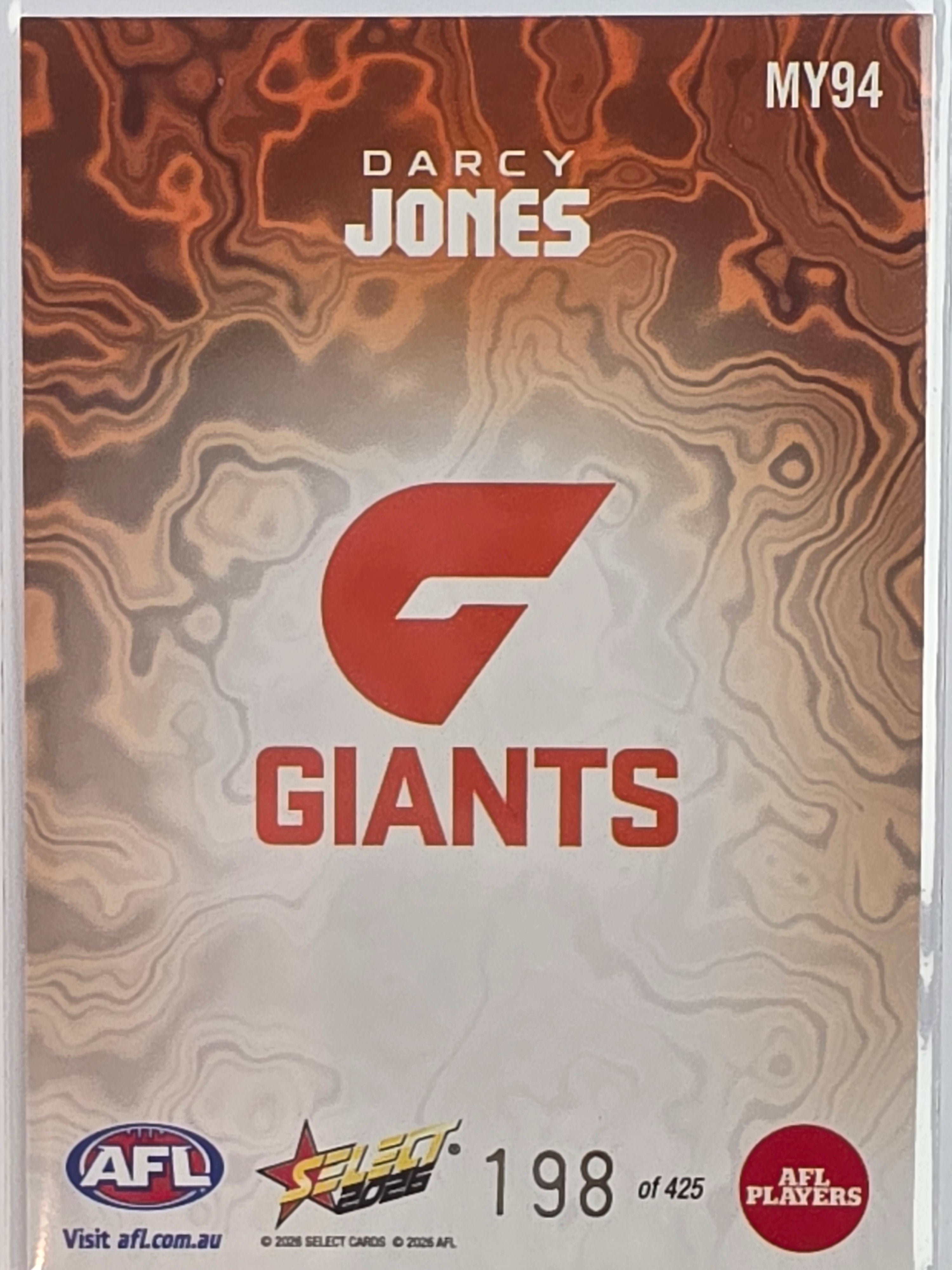 2026 AFL Footy Stars Mercury Team Colours MY94 #198/425 Darcy Jones - GWS Giants