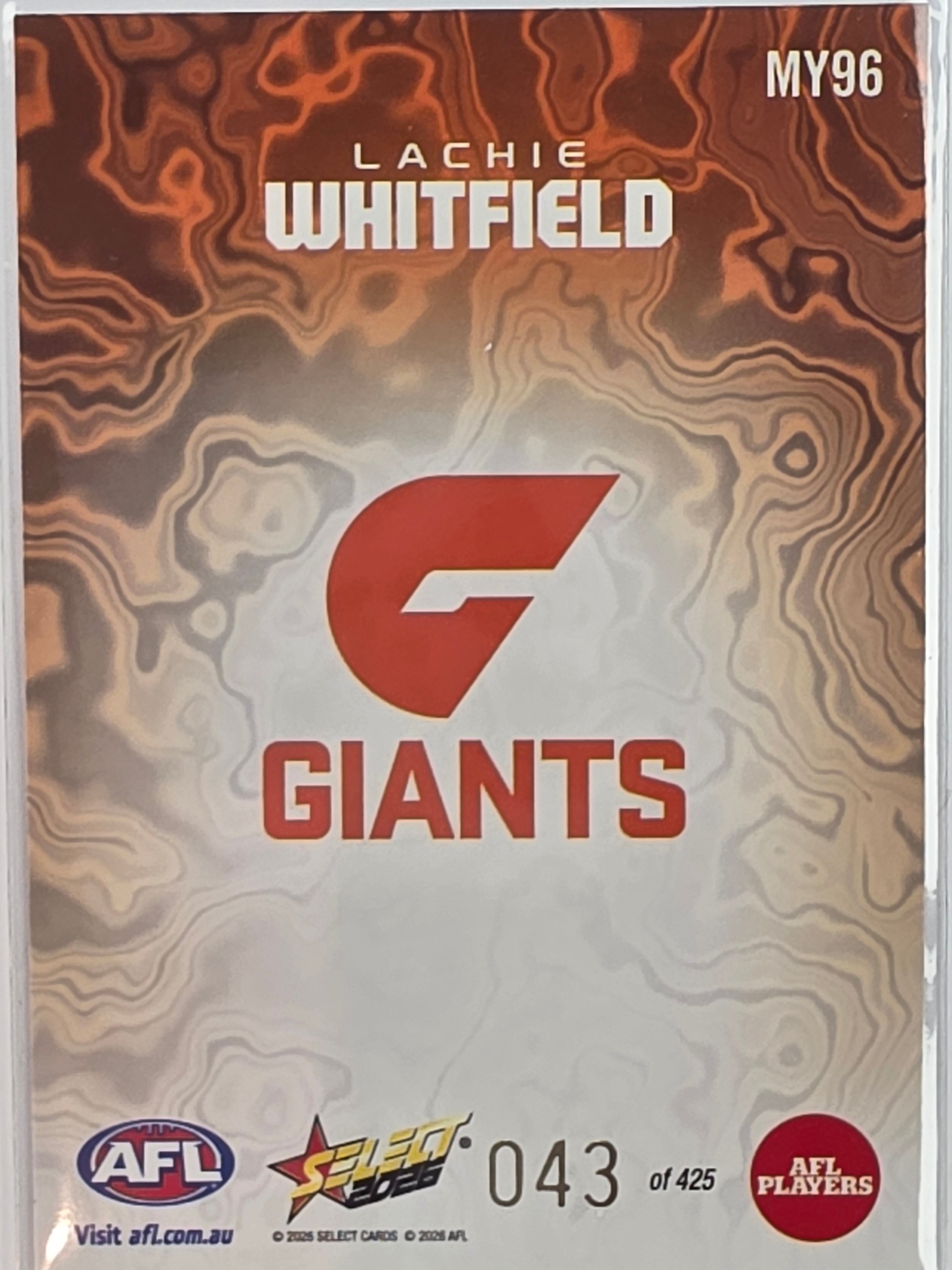 2026 AFL Footy Stars Mercury Team Colours MY96 #043/425 Lachie Whitfield - GWS Giants