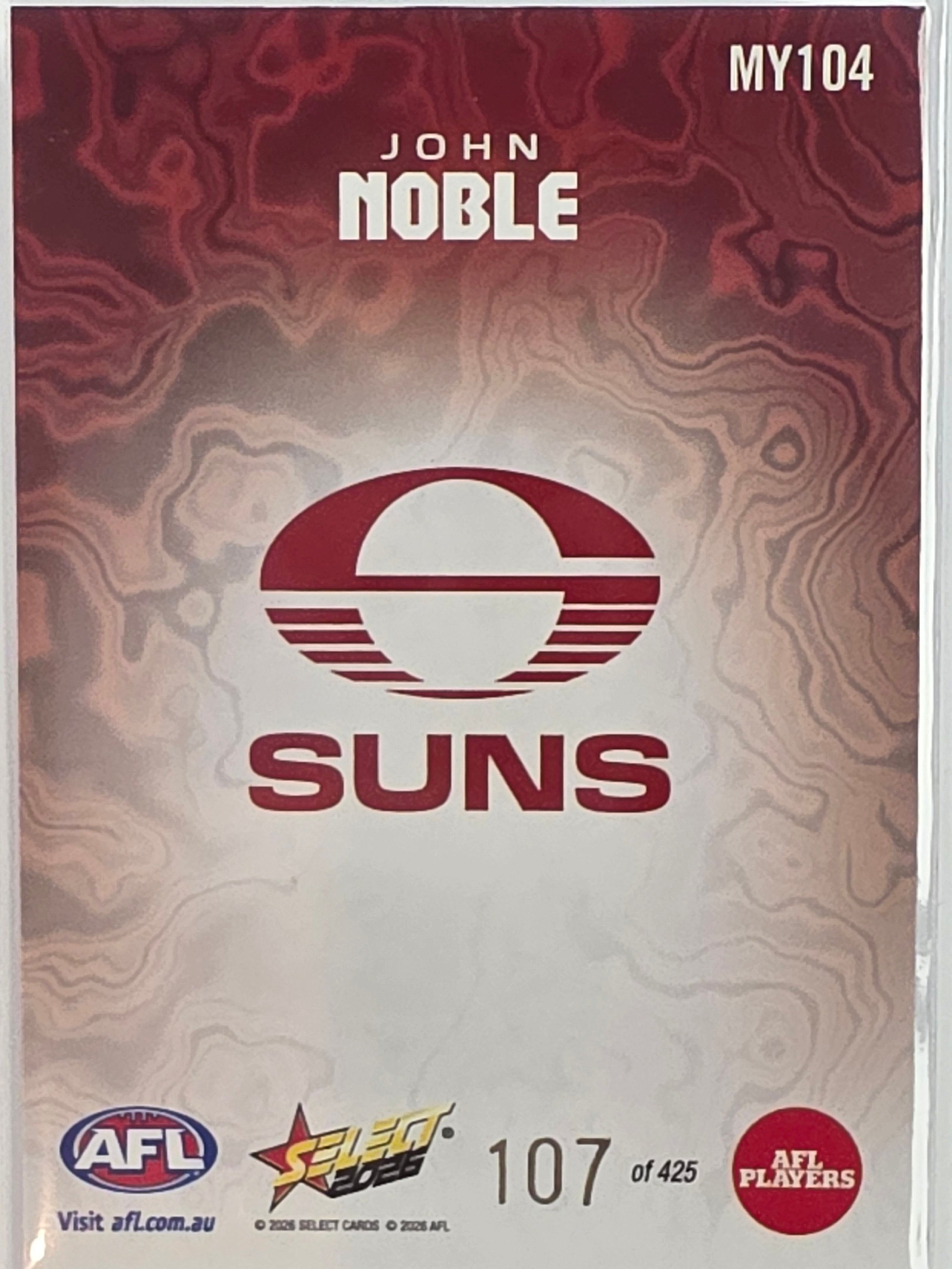 2026 AFL Footy Stars Mercury Team Colours MY104 #107/425 John Noble - Gold Coast Suns
