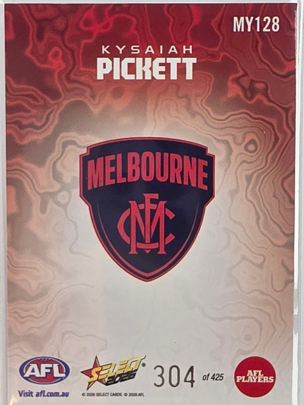 2026 AFL Footy Stars Mercury Team Colours MY128 #304/425 Kysaiah Pickett - Melbourne Demons