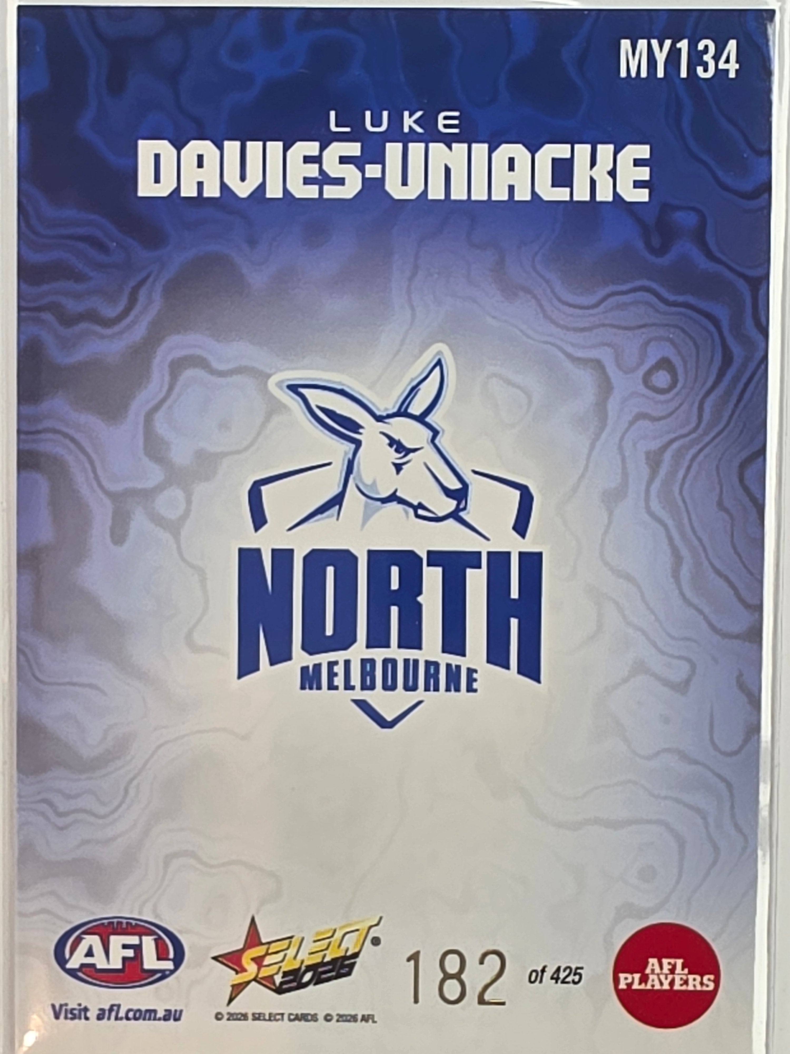 2026 AFL Footy Stars Mercury Team Colours MY134 #182/425 Luke Davies-Uniacke - North Melbourne Kangaroos