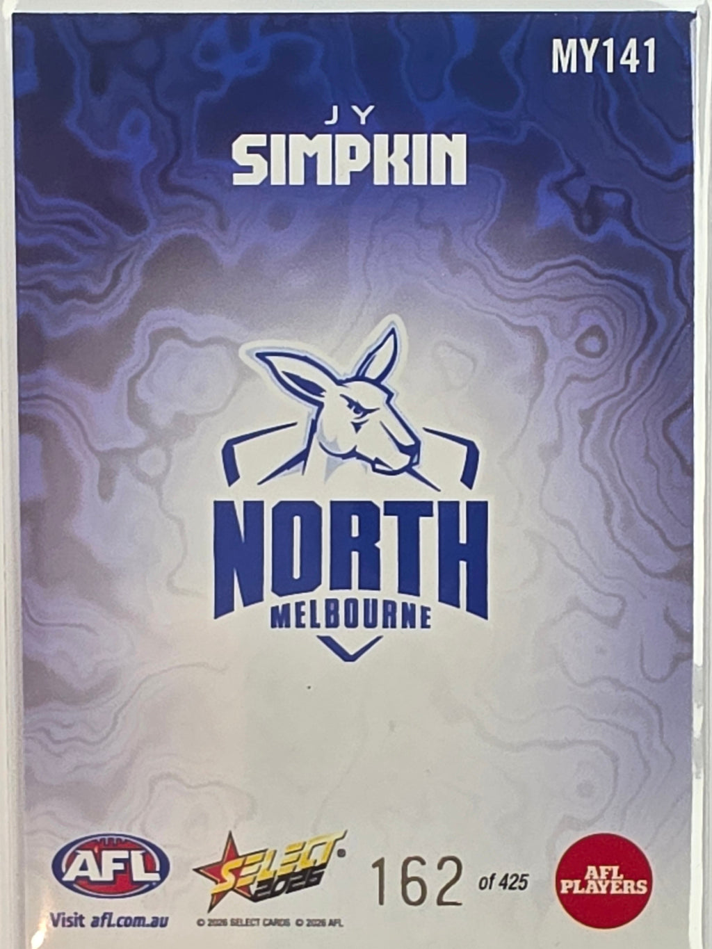 2026 AFL Footy Stars Mercury Team Colours MY141 #162/425 Jy Simpkin - North Melbourne Kangaroos