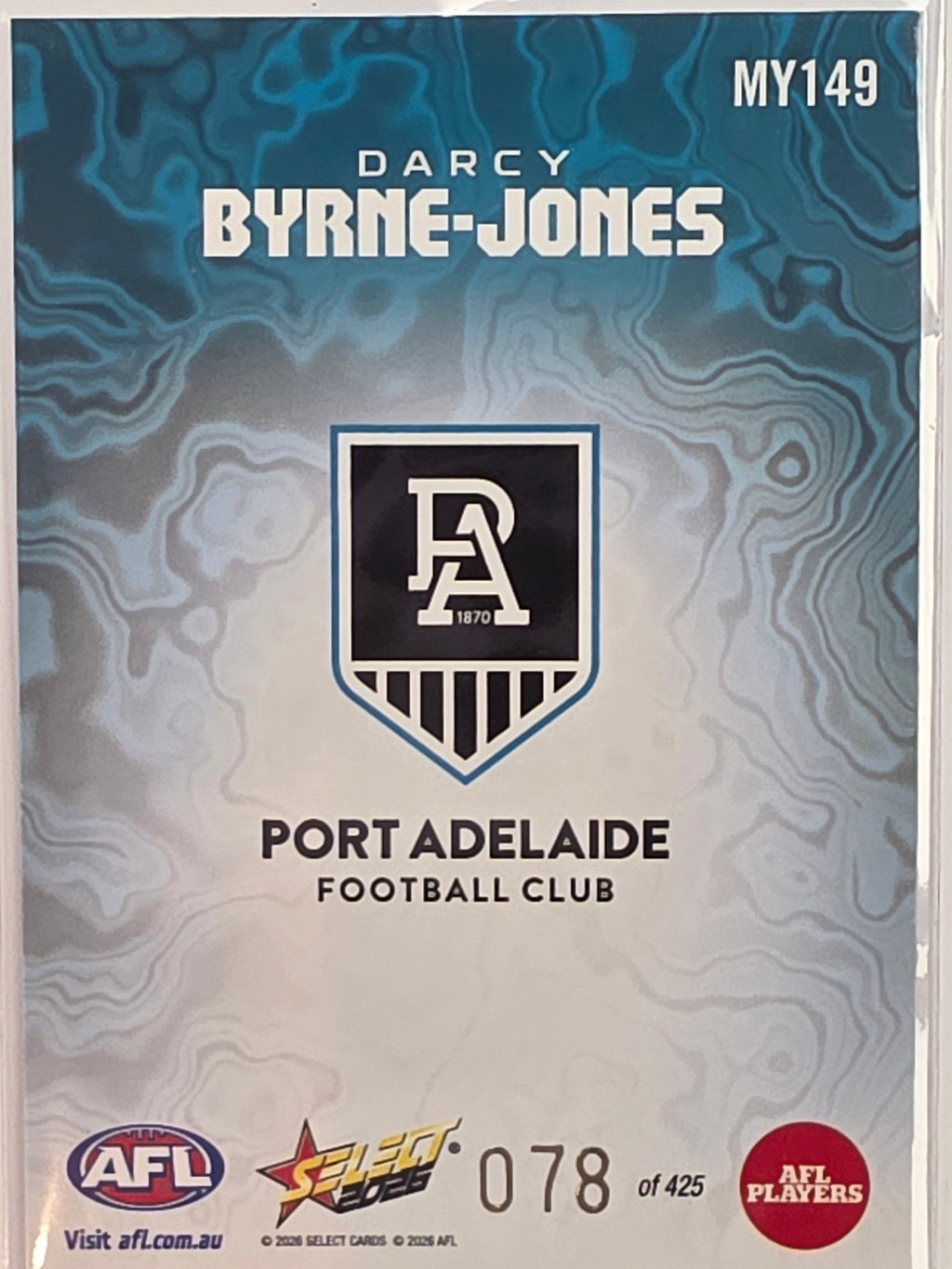 2026 AFL Footy Stars Mercury Team Colours MY149 #078/425 Darcy Byrne-Jones - Port Adelaide Power