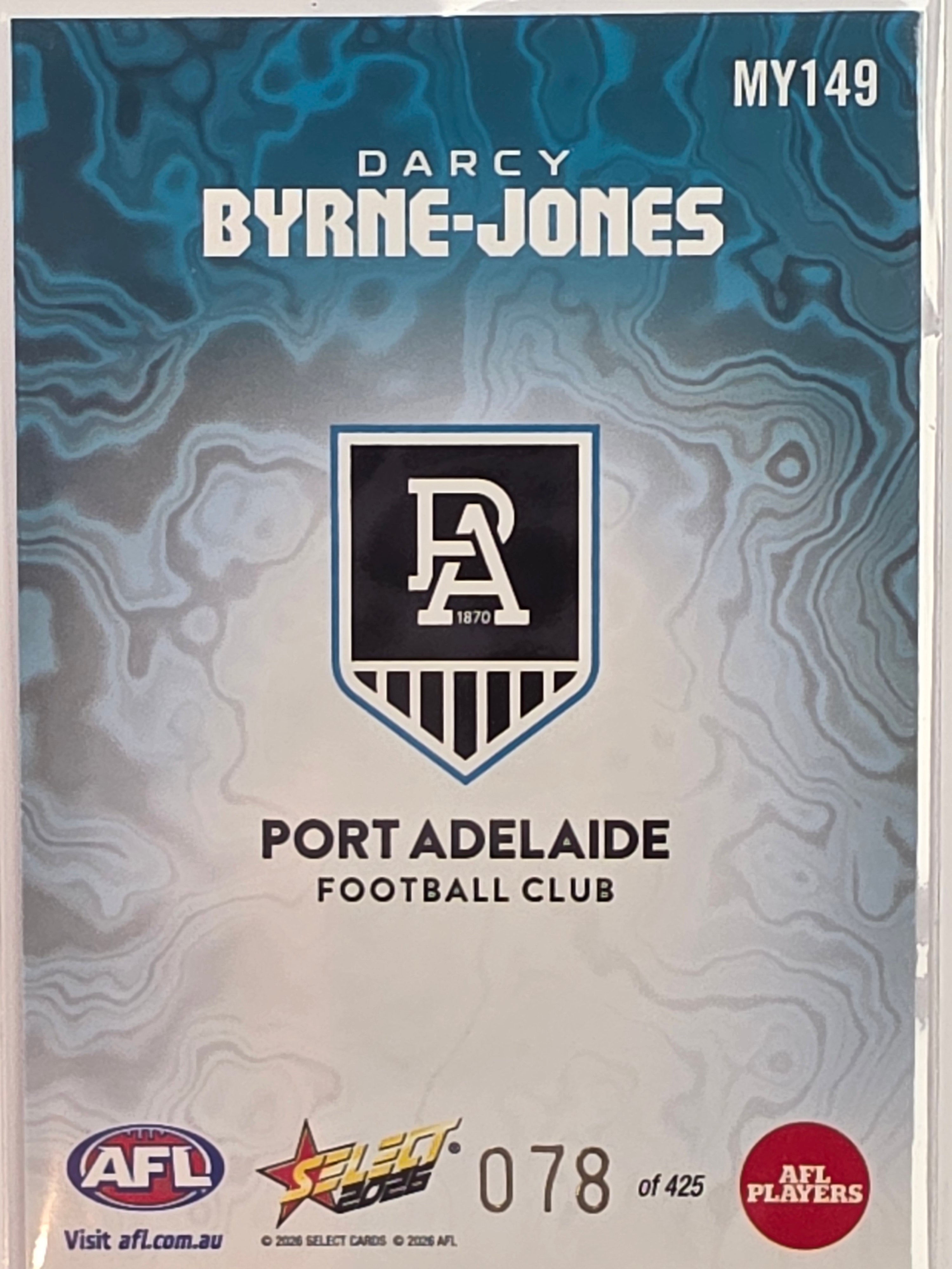 2026 AFL Footy Stars Mercury Team Colours MY149 #078/425 Darcy Byrne-Jones - Port Adelaide Power