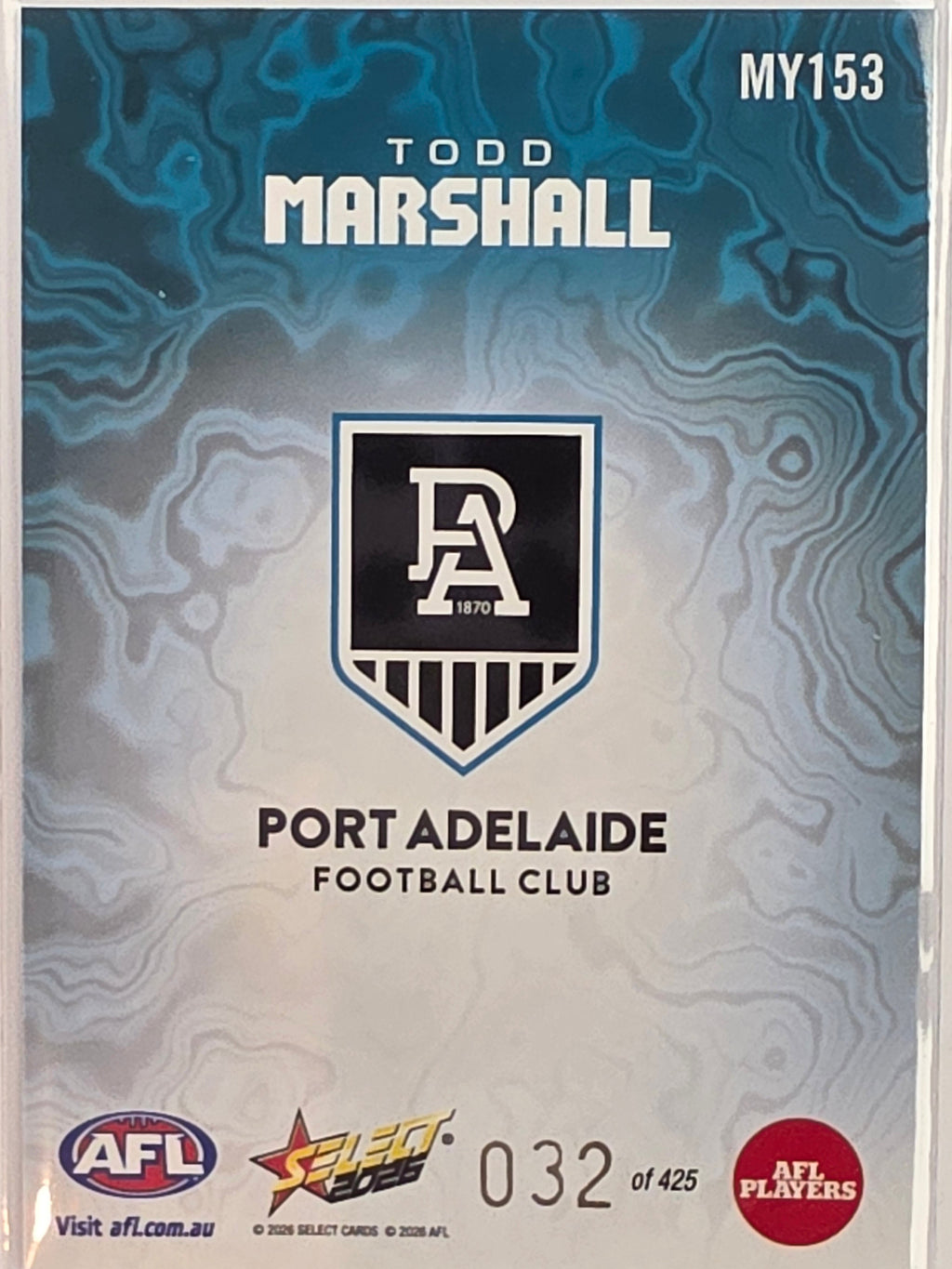 2026 AFL Footy Stars Mercury Team Colours MY153 #032/425 Todd Marshall - Port Adelaide Power