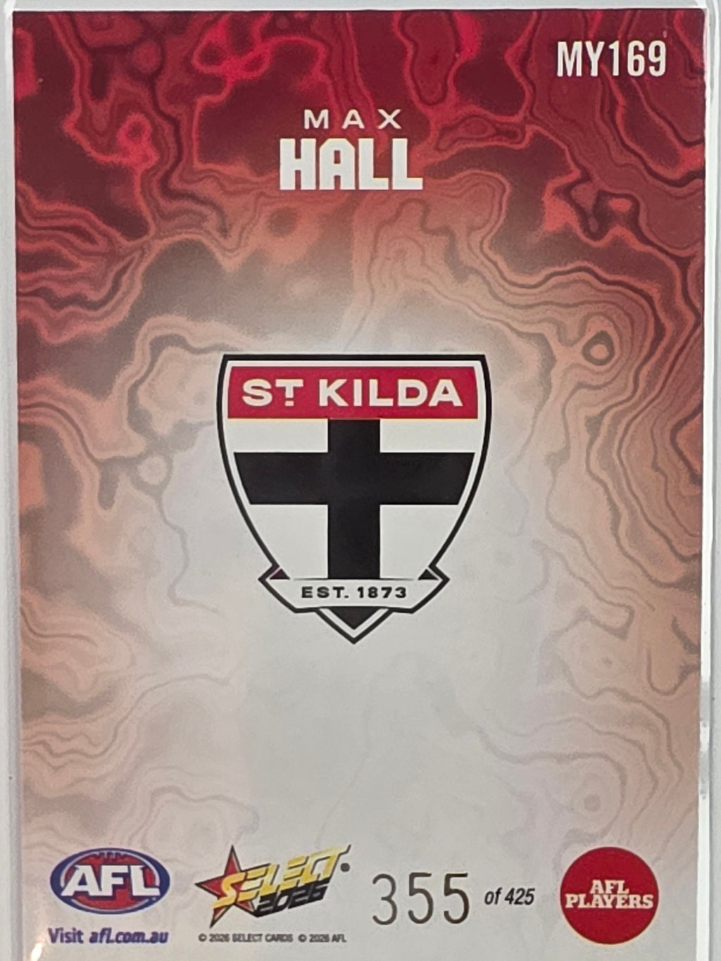 2026 AFL Footy Stars Mercury Team Colours MY169 #355/425 Max Hall - St Kilda Saints
