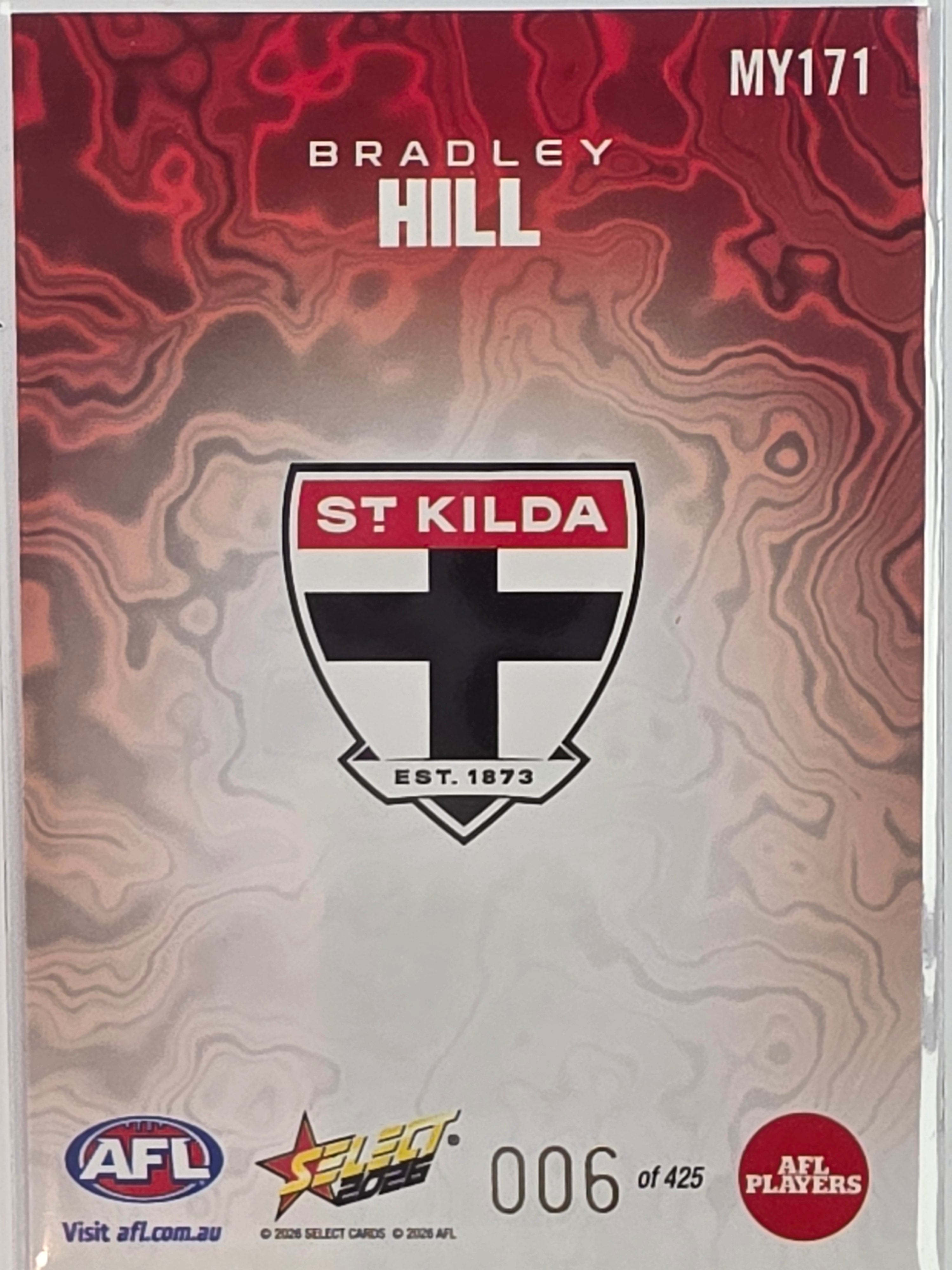 2026 AFL Footy Stars Mercury Team Colours MY171 #006/425 Bradley Hill - St Kilda Saints