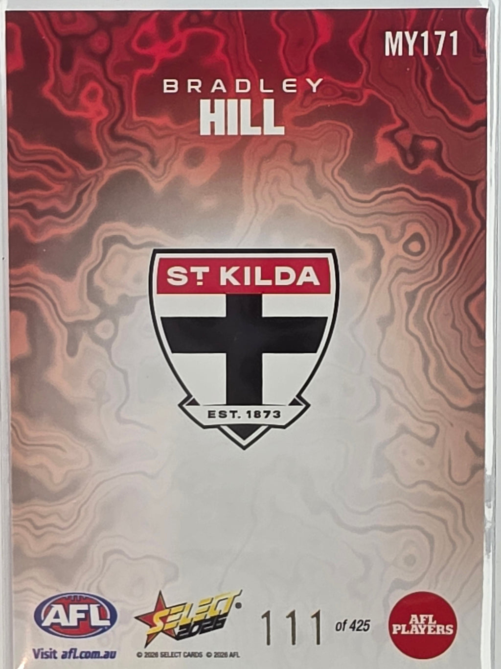 2026 AFL Footy Stars Mercury Team Colours MY171 #111/425 Bradley Hill - St Kilda Saints