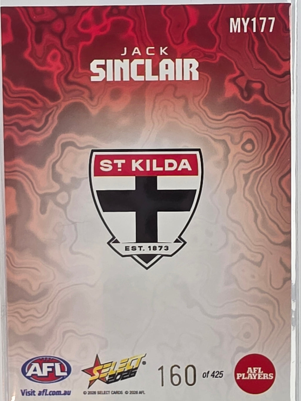 2026 AFL Footy Stars Mercury Team Colours MY177 #160/425 Jack Sinclair - St Kilda Saints