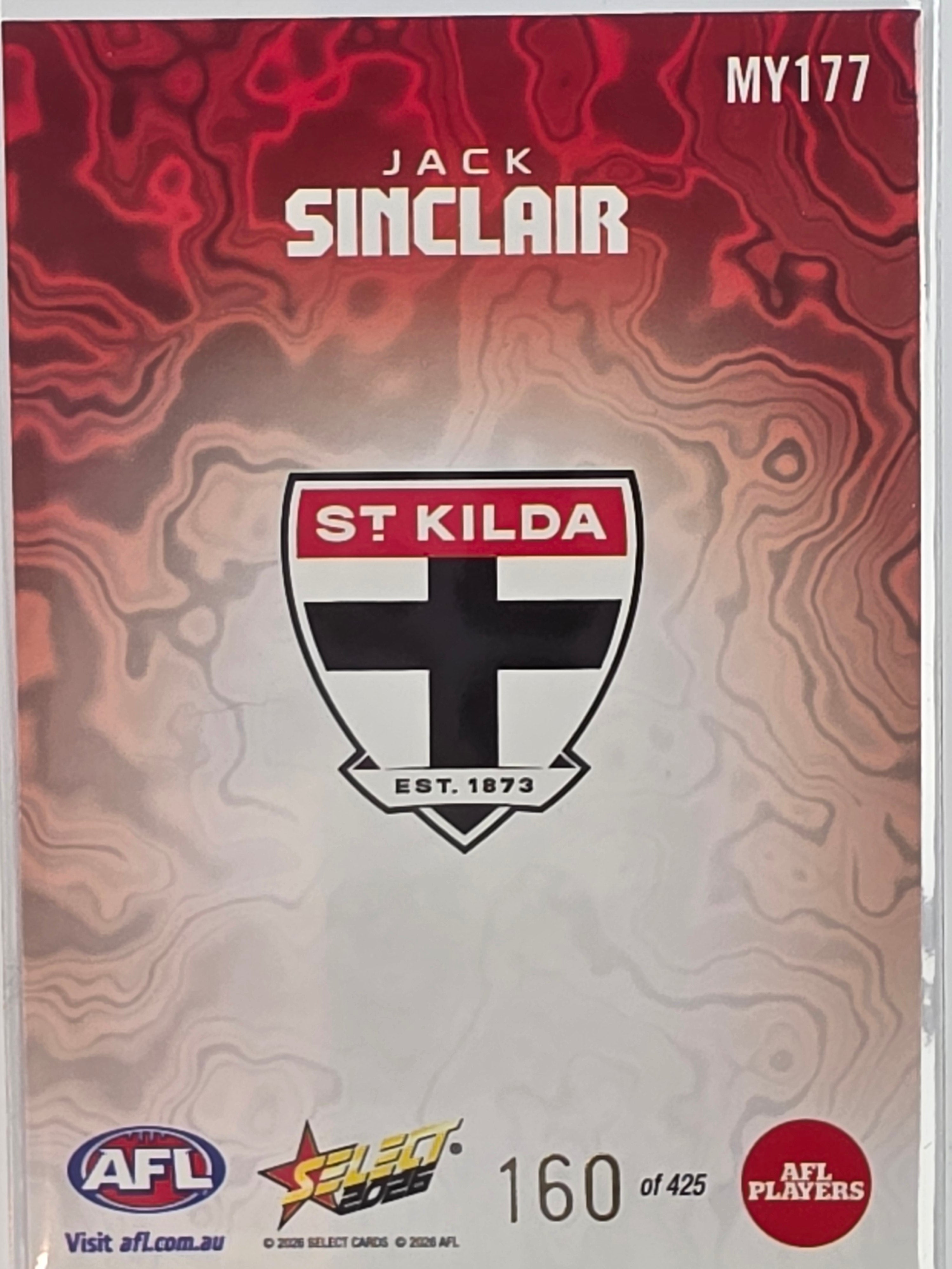 2026 AFL Footy Stars Mercury Team Colours MY177 #160/425 Jack Sinclair - St Kilda Saints