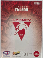 2026 AFL Footy Stars Mercury Team Colours MY188 #131/425 Hayden McLean - Sydney Swans