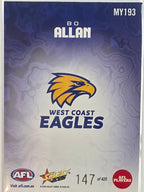 2026 AFL Footy Stars Mercury Team Colours MY193 #147/425 Bo Allan - West Coast Eagles